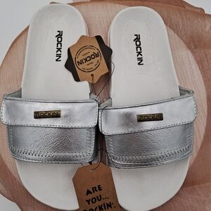 Silver Women's Slide Sandals‎